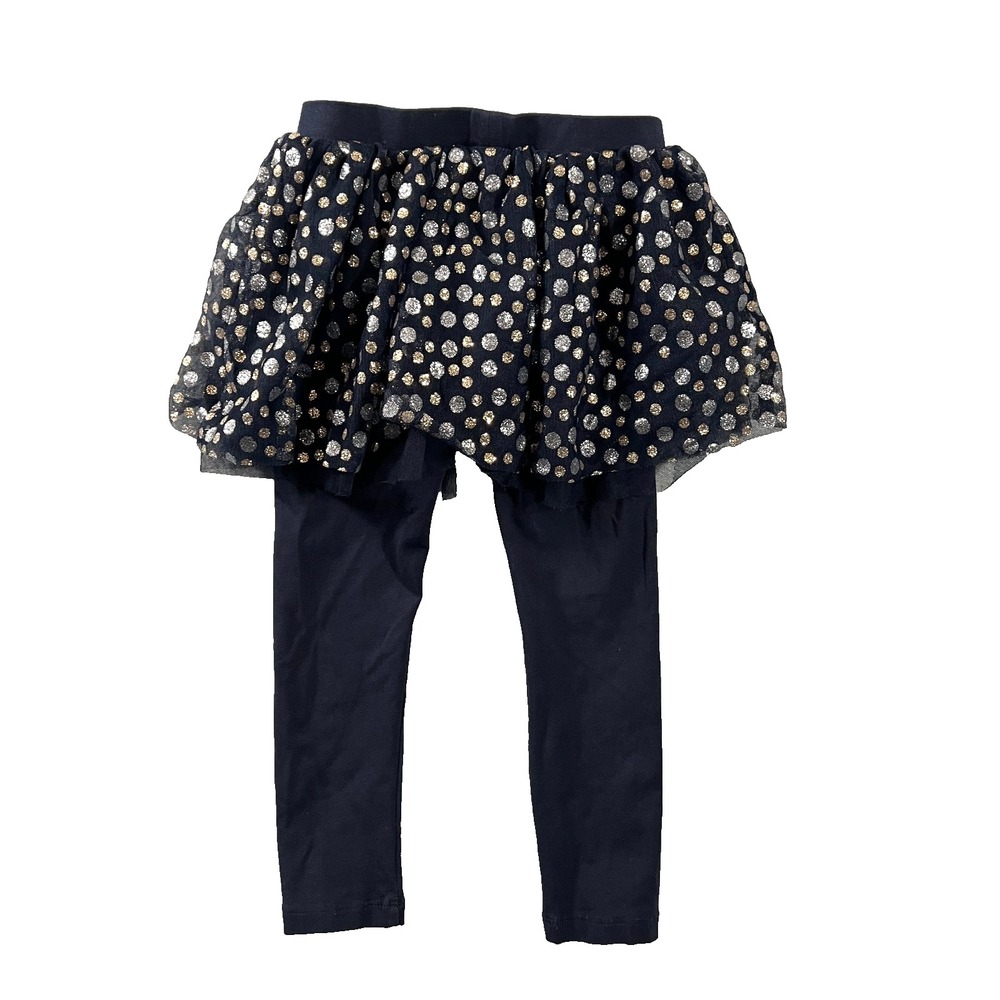 Crewcuts Kids Whimsical Balletcore Tulle Skirt Leggings Size 4 Black Gold